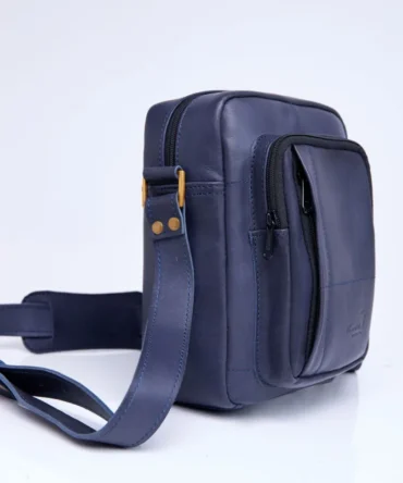 Mansa sling bag navy blue full grain leather