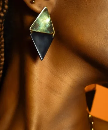 kilimanjaro brass horn stud statement earings